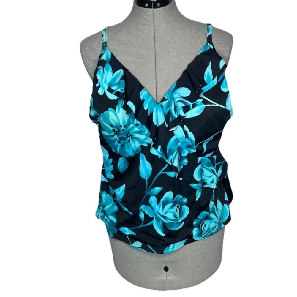 Floral Blue Women's Swim Top